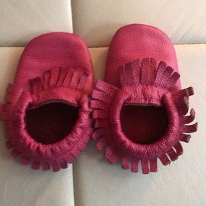 Pink leather moccasins size 4